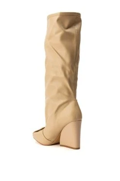 LUXE IN LOVE KNEE HIGH CHUNKY BOOT IN NUDE -Azalea Wang store luxe in love knee high chunky boot in nude nude 7 7