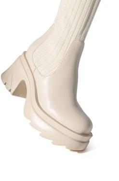 MARGOT KNIT STRETCH BOOT IN CREAM -Azalea Wang store margot knit stretch boot in cream cream 5 5