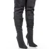 MOTOFOX STILETTO OVER THE KNEE BOOT IN BLACK DENIM -Azalea Wang store motofox stiletto over the knee boot in black denim black 1 1