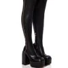 READY TO MINGLE OVER THE KNEE PU CHUNKY BOOT IN BLACK -Azalea Wang store ready to mingle over the knee pu chunky boot in black black 1 1