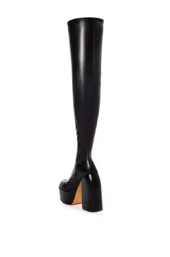 READY TO MINGLE OVER THE KNEE PU CHUNKY BOOT IN BLACK -Azalea Wang store ready to mingle over the knee pu chunky boot in black black 4 4