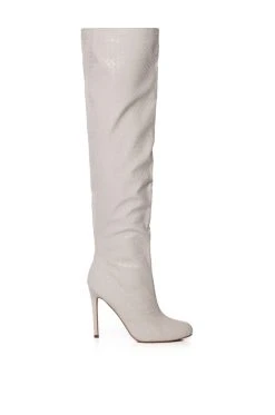 RONNIE WEAVED THIGH HIGH BOOT IN CREAM -Azalea Wang store ronnie weaved thigh high boot in cream cream 2 2