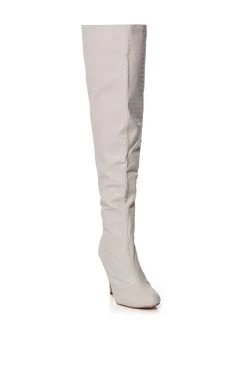RONNIE WEAVED THIGH HIGH BOOT IN CREAM -Azalea Wang store ronnie weaved thigh high boot in cream cream 3 3