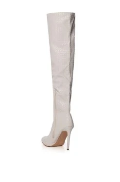 RONNIE WEAVED THIGH HIGH BOOT IN CREAM -Azalea Wang store ronnie weaved thigh high boot in cream cream 4 4