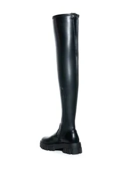 **SLIM FIT** AZALEA WANG LATE NIGHTS FITTED OVER THE KNEE FLATFORM BOOT WITH 4 WAY STRETCH 14 **SLIM FIT** AZALEA WANG LATE NIGHTS FITTED OVER THE KNEE FLATFORM BOOT WITH 4 WAY STRETCH -Azalea Wang store slim fit azalea wang late nights fitted over the knee flatform boot black 4 4