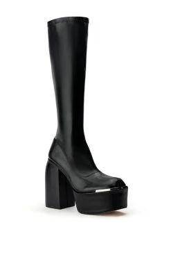 STRENGTH STRETCH CHUNKY BOOT WITH 4 WAY STRETCH IN BLACK -Azalea Wang store strength stretch chunky boot in black black 3 3