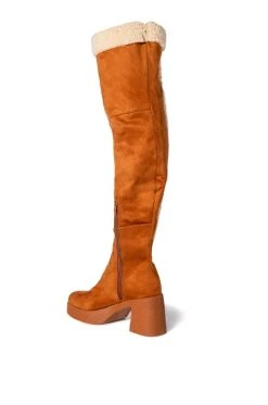 TOP TIER CHUNKY SUEDE BOOT IN TAN -Azalea Wang store top tier chunky suede boot in tan tan 4 4